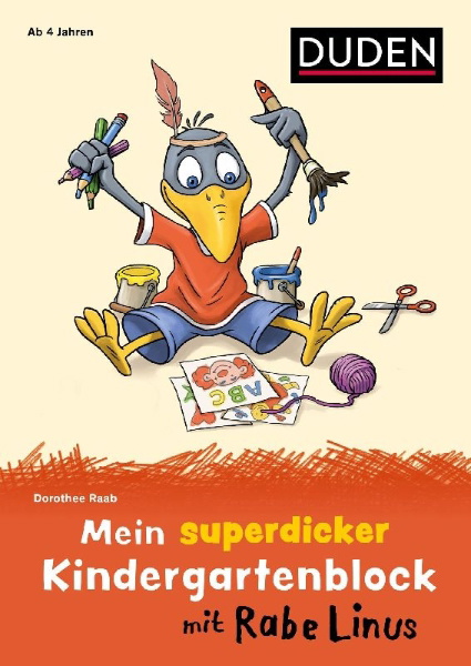 Buchcover und Innenansicht für das Buch: Mein superdicker Kindergartenblock mit Rabe Linus