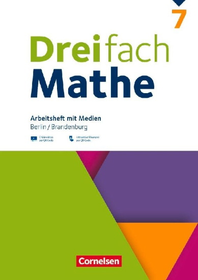 Buchcover und Innenansicht für das Buch: Dreifach Mathe 7. Schuljahr - Berlin und Brandenburg - Arbeitsheft mit Medien und Lösungen