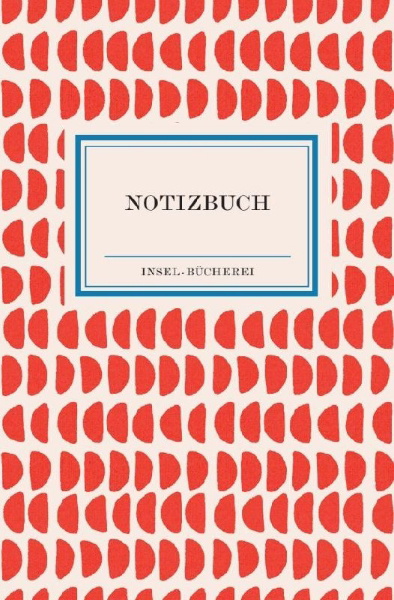 Buchcover und Innenansicht für das Buch: Notizbuch Insel-Bücherei 'Korallenrote Halbkreise retro'