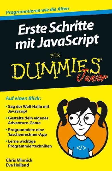 Buchcover und Innenansicht für das Buch: Erste Schritte mit JavaScript für Dummies Junior