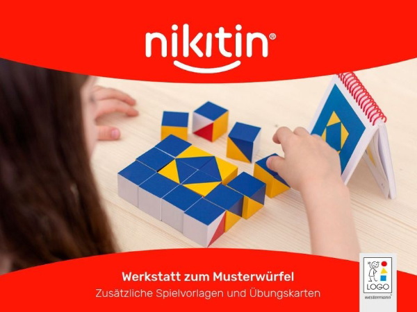 Buchcover und Innenansicht für das Buch: Das Nikitin Material. N1 Musterwürfel: Werkstatt Übungskarten und Spielvorlagen zum Musterwürfel
