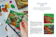 Buchcover und Innenansicht für das Buch: Shanias magisches Acryl-Atelier: Malen auf Mini-Leinwänden
