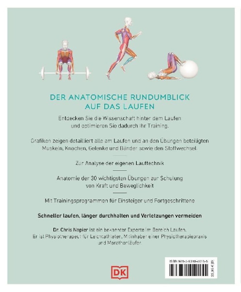 Buchcover und Innenansicht für das Buch: Lauftraining - Die Anatomie verstehen