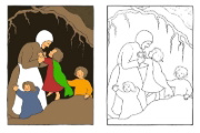 Buchcover und Innenansicht für das Buch: Etwas von den Wurzelkindern: Jahreszeiten-Malbuch