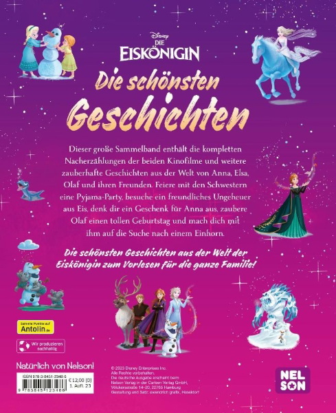 Buchcover und Innenansicht für das Buch: Disney Die Eiskönigin: 10 Jahre Eiskönigin: Die schönsten Geschichten zum Vorlesen