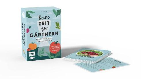 Buchcover und Innenansicht für das Buch: Kartenset: Keine Zeit zu gärtnern - 64 Karten - Einfach und schnell zum Gemüsegarten