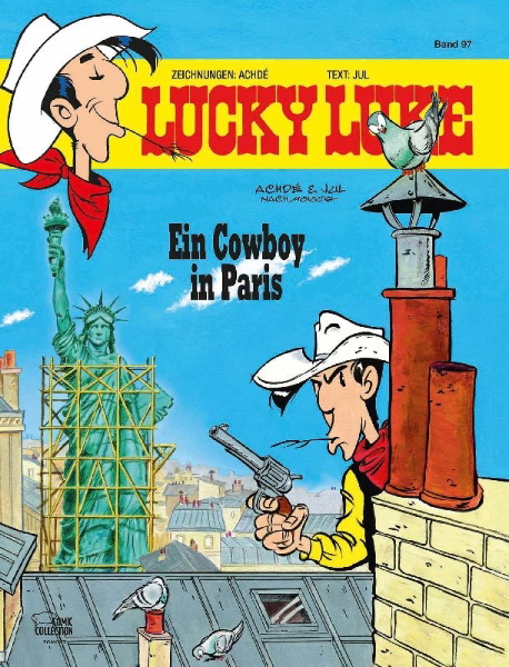 Buchcover und Innenansicht für das Buch: Les Aventures de Lucky Luke d'après Morris 8: Un cow-boy à Paris