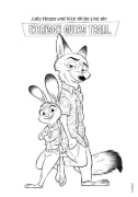 Buchcover und Innenansicht für das Buch: Disney Kreative Beschäftigung: Zoomania 2: Tierischer Malspaß
