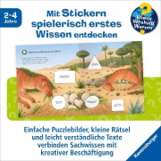 Buchcover und Innenansicht für das Buch: Wieso? Weshalb? Warum? junior Stickerheft - Dinosaurier