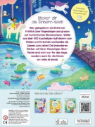 Buchcover und Innenansicht für das Buch: Mein flauschiges Stickerheft - Einhörner