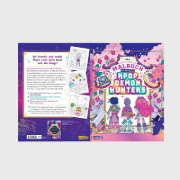 Buchcover und Innenansicht für das Buch: K-POP Das inoffizielle Malbuch für Fans von K-POP DEMON HUNTERS