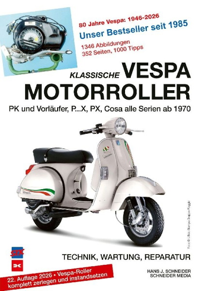 Buchcover und Innenansicht für das Buch: Klassische Vespa Motorroller