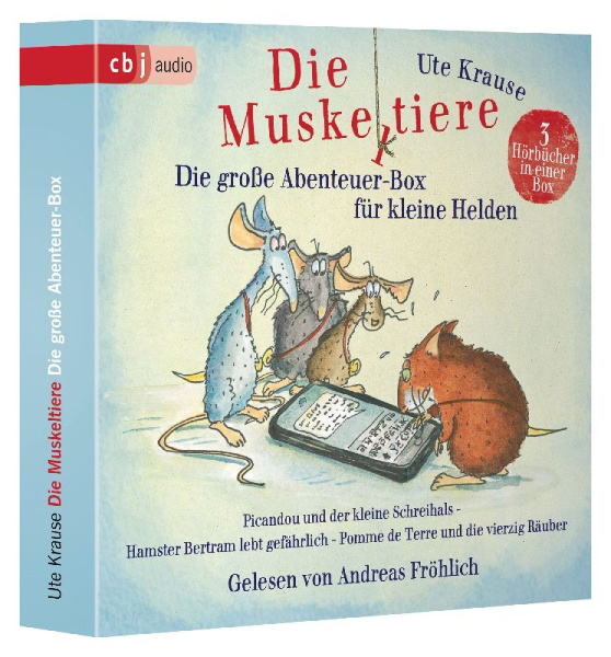 Buchcover und Innenansicht für das Buch: Die Muskeltiere - Die große Abenteuer-Box für kleine Helden