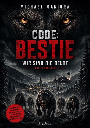 Buchcover und Innenansicht für das Buch: Code: Bestie - Wir sind die Beute - Sci-Fi-Thriller