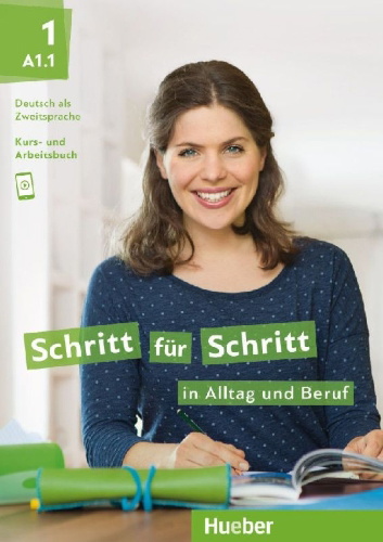 Buchcover und Innenansicht für das Buch: Schritt für Schritt in Alltag und Beruf 1/ Kursbuch + Arbeitsbuch