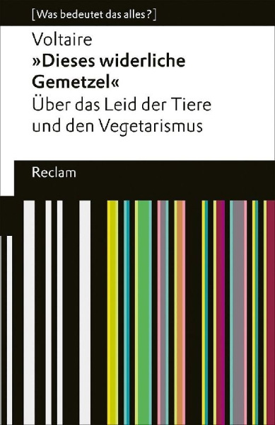 Buchcover und Innenansicht für das Buch: 'Dieses widerliche Gemetzel'. Über das Leid der Tiere und den Vegetarismus. [Was bedeutet das alles?]