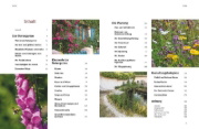 Buchcover und Innenansicht für das Buch: Pflegeleichte Naturgärten gestalten