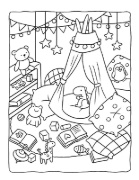 Buchcover und Innenansicht für das Buch: Comfy Life: Wohlfühl-Malbuch - Cozy Coloring | Ausmalen und entspannen