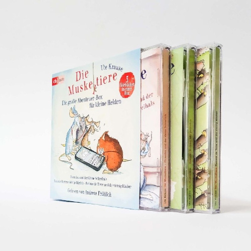 Buchcover und Innenansicht für das Buch: Die Muskeltiere - Die große Abenteuer-Box für kleine Helden