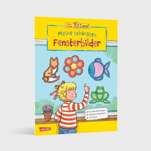 Buchcover und Innenansicht für das Buch: Conni Gelbe Reihe (Beschäftigungsbuch): Meine schönsten Fensterbilder