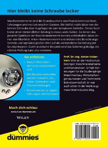 Buchcover und Innenansicht für das Buch: Maschinenelemente für Dummies