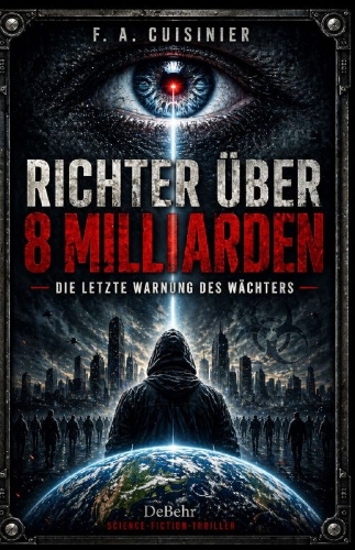 Buchcover und Innenansicht für das Buch: Richter über 8 Milliarden - Die letzte Botschaft des Wächters - Science-Fiction-Thriller