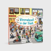 Buchcover und Innenansicht für das Buch: Wimmelspaß in der Stadt