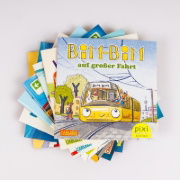 Buchcover und Innenansicht für das Buch: Pixi-8er-Set 307: Pixi unterwegs mit Bus und Bahn (8x1 Exemplar)