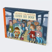 Buchcover und Innenansicht für das Buch: Lesen ist doof Postkarten-Set