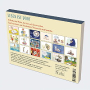 Buchcover und Innenansicht für das Buch: Lesen ist doof Postkarten-Set