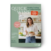 Buchcover und Innenansicht für das Buch: Quick Wins - Healthy cooking for busy Lives