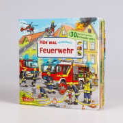 Buchcover und Innenansicht für das Buch: Hör mal (Soundbuch): Wimmelbuch: Feuerwehr