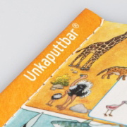 Buchcover und Innenansicht für das Buch: Unkaputtbar: Mein erstes Wimmelbuch: Unsere Tiere