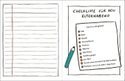 Buchcover und Innenansicht für das Buch: Das Kritzelbuch für den Elternabend