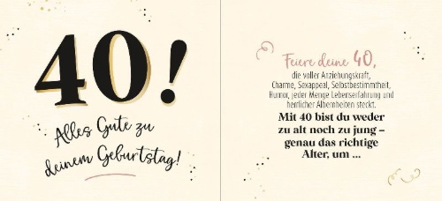 Buchcover und Innenansicht für das Buch: 40 - Genau das richtige Alter, um ...