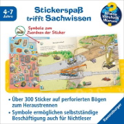 Buchcover und Innenansicht für das Buch: Wieso? Weshalb? Warum? Stickerheft: Fahrzeuge auf der Baustelle