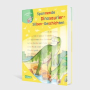 Buchcover und Innenansicht für das Buch: LESEMAUS zum Lesenlernen Sammelbände: Spannende Dinosaurier-Silben-Geschichten