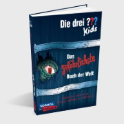 Buchcover und Innenansicht für das Buch: Die drei ??? Kids: Das gefährlichste Buch der Welt 