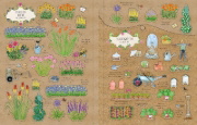 Buchcover und Innenansicht für das Buch: Mein Stickerbuch: Gartenträume