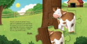 Buchcover und Innenansicht für das Buch: Nanu, welches Tier versteckt sich hier? Ein Bauernhof-Puzzle-Buch