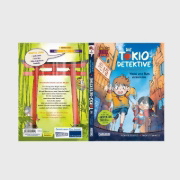 Buchcover und Innenansicht für das Buch: Die Tokio-Detektive: Yoshi und Ben ermitteln