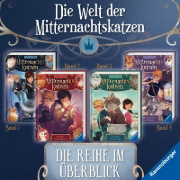 Buchcover und Innenansicht für das Buch: Mitternachtskatzen, Band 1: Die Schule der Felidix (Katzenflüsterer-Fantasy in London für Kinder ab 9 Jahren)