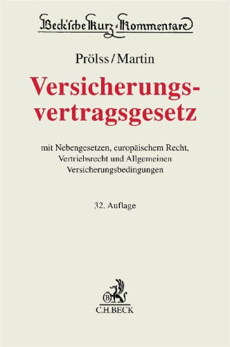 Buchcover und Innenansicht für das Buch: Versicherungsvertragsgesetz. VVG
