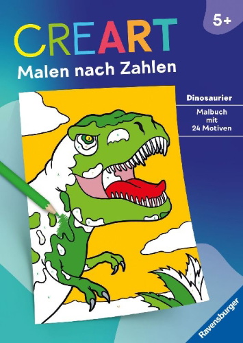 Buchcover und Innenansicht für das Buch: CreArt Malen nach Zahlen ab 5: Dinosaurier