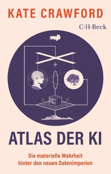 Buchcover und Innenansicht für das Buch: Atlas of AI. Power, Politics, and the Planetary Costs of Artificial Intelligence