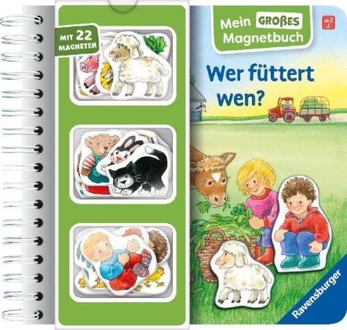 Buchcover und Innenansicht für das Buch: Mein großes Magnetbuch - Wer füttert wen?