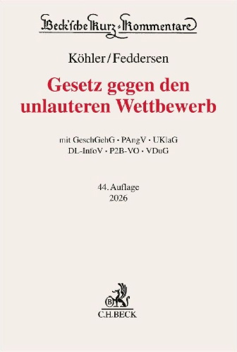 Buchcover und Innenansicht für das Buch: Gesetz gegen den unlauteren Wettbewerb. UWG