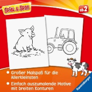 Buchcover und Innenansicht für das Buch: Spiel & Spaß - Mein allererster Malblock: Bauernhof