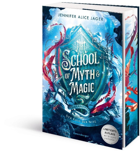 Buchcover und Innenansicht für das Buch: School of Myth & Magic, Band 1 - Der Kuss der Nixe