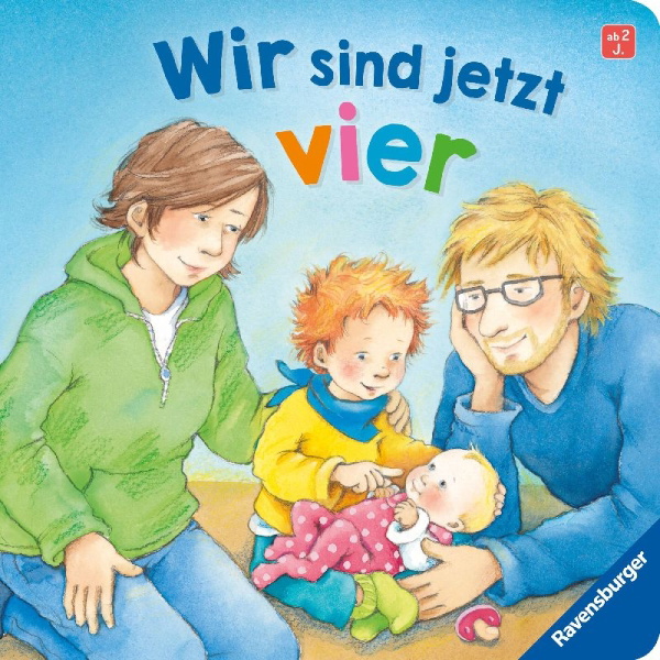 Buchcover und Innenansicht für das Buch: Wir sind jetzt vier